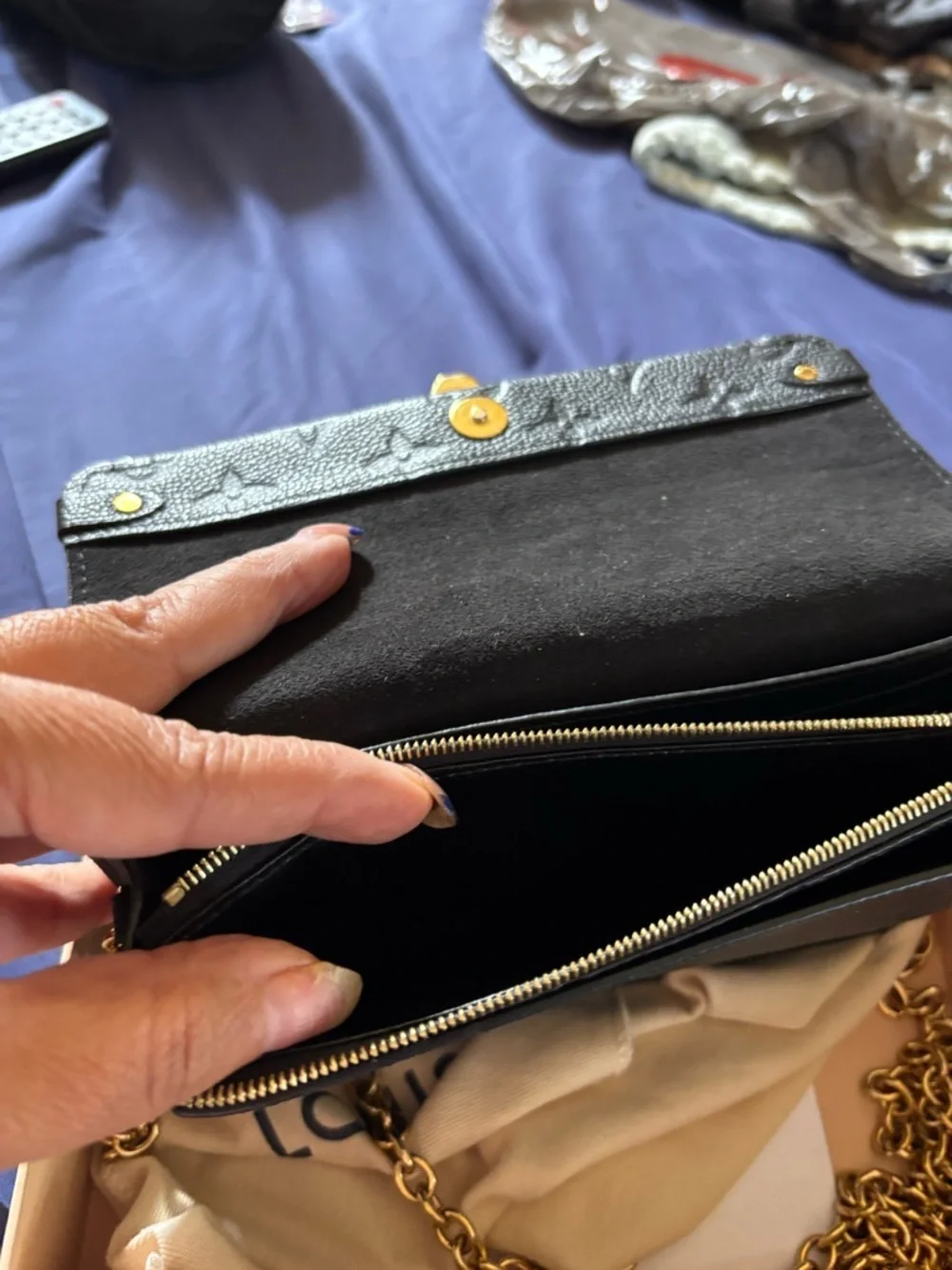 Louis Vuitton Black Monogram Leather Crossbody with Gold Hardware